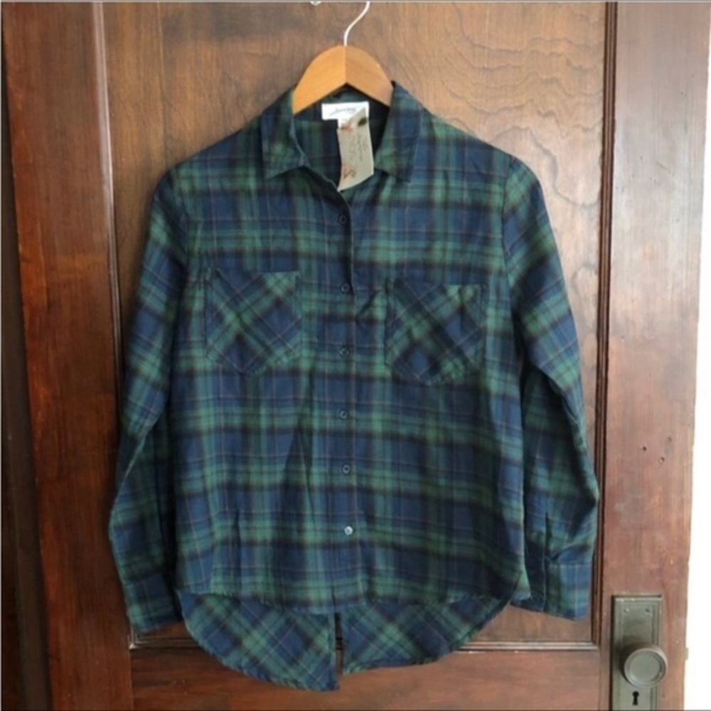 NWT! KE‎ Soul Cotton Plaid Button Down XS
